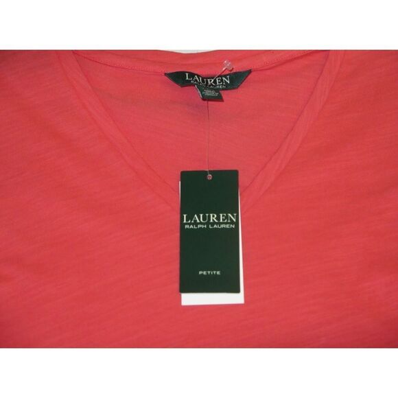 Lauren Ralph Lauren Women's Sz Petite Small Island Hibiscus V-Neck Shirt $50+ - Picture 4 of 4